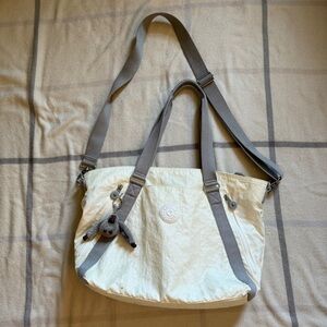 Kipling Cream and Gray Overnight Tote Bag